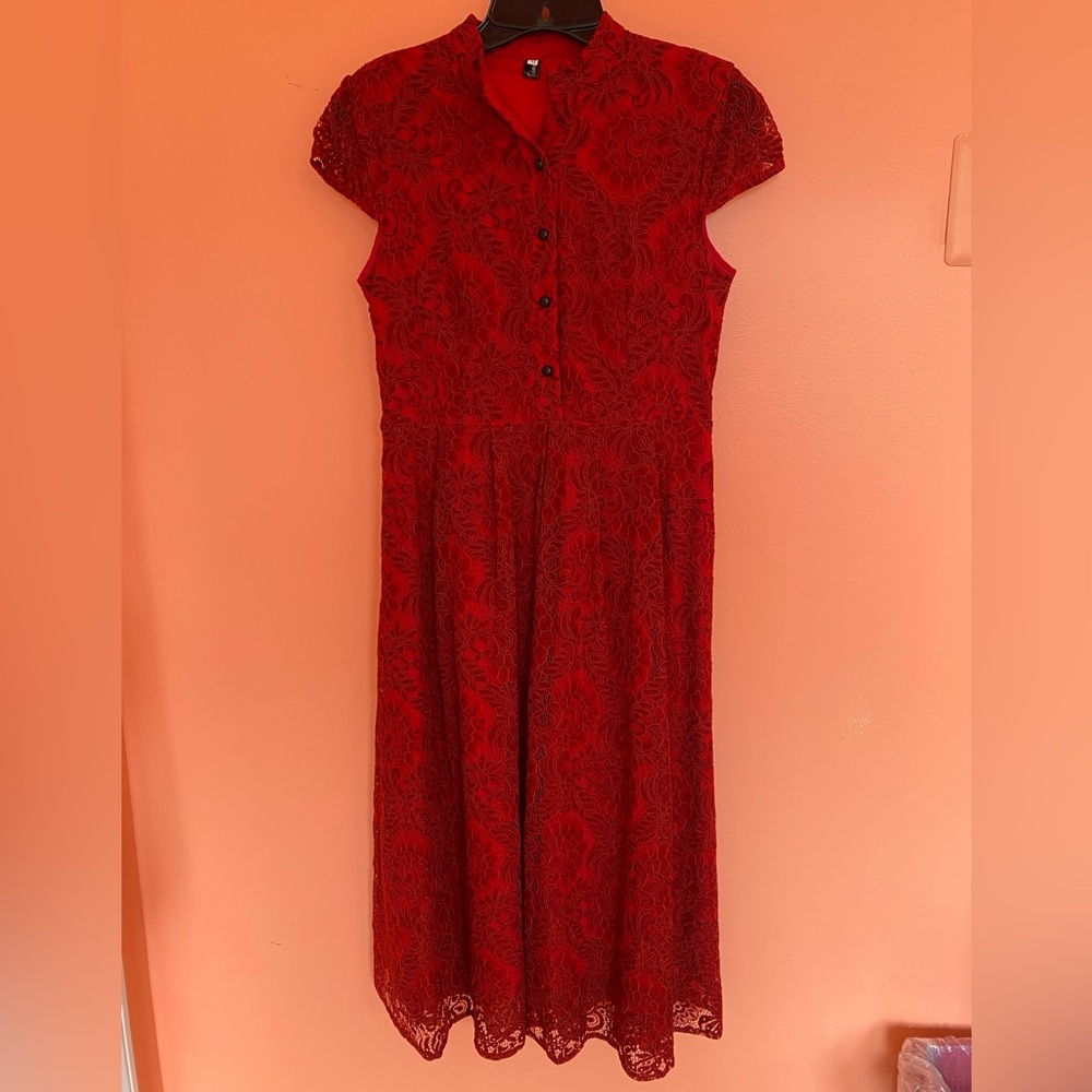 Red lace dress